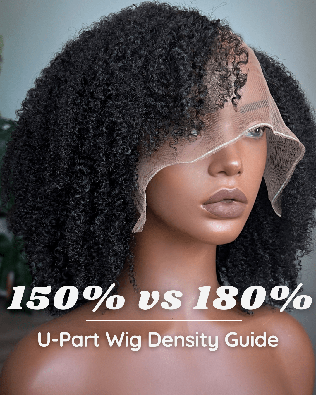 Nahara's Curls 150% vs 180% U-Part wig density comparison — tight curly and 4C coily textures