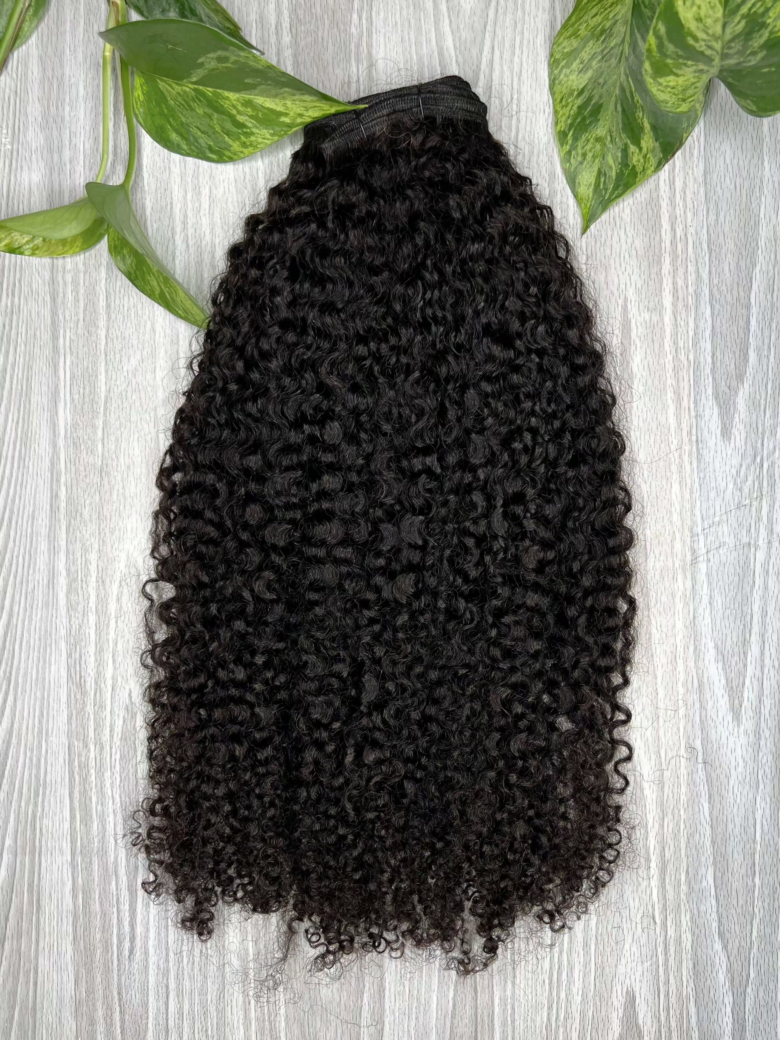 Aura Wefted Hair – Premium tight curls blending with natural hair texture