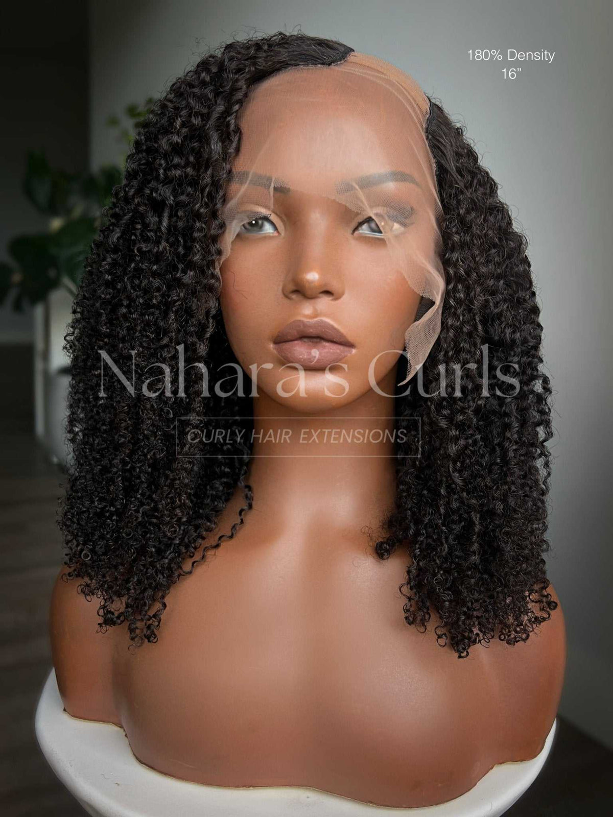 Close look at the left side part opening on the Aura U-part wig