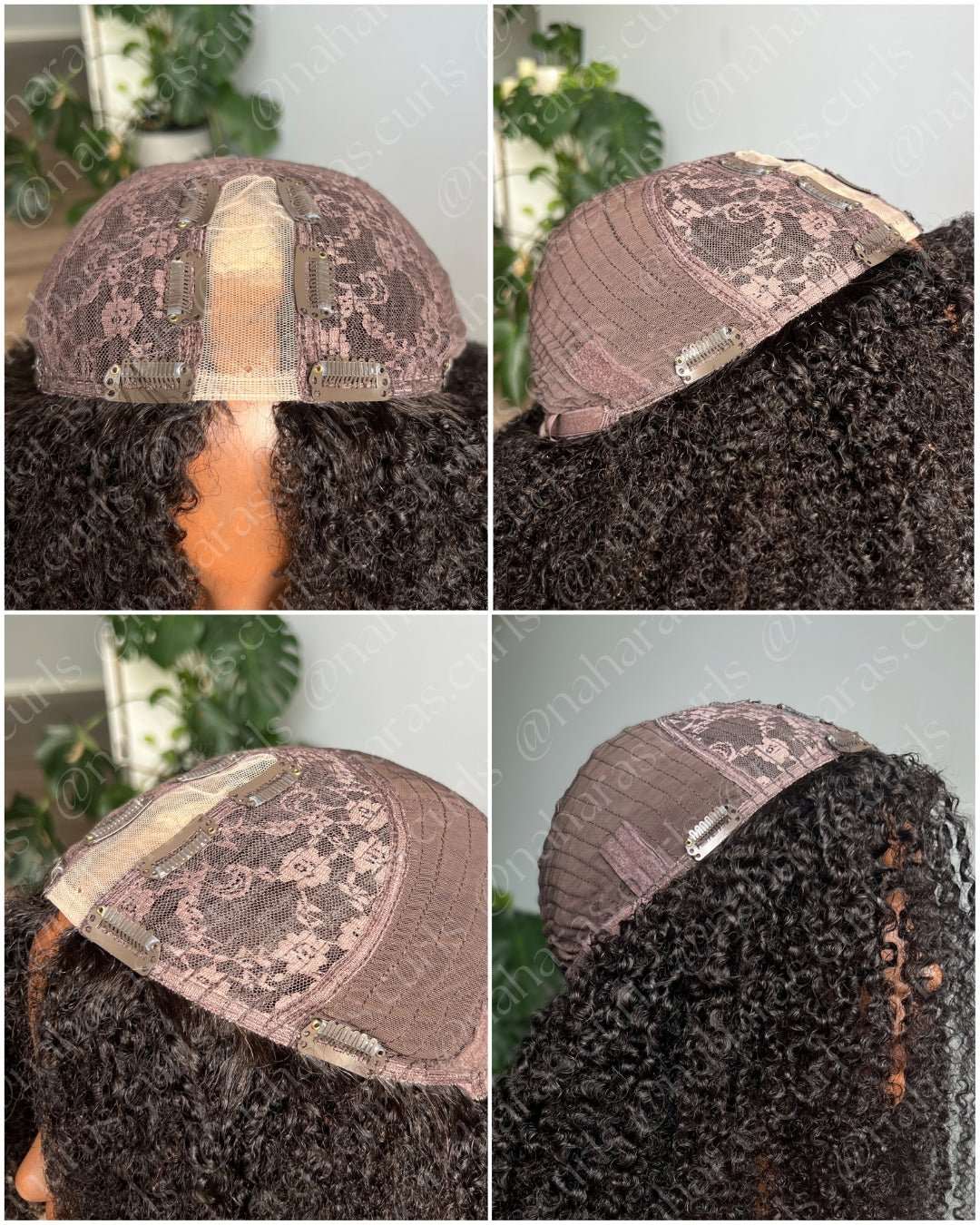 Aura U-Part Wig close-up – breathable mesh cap with secure clips
