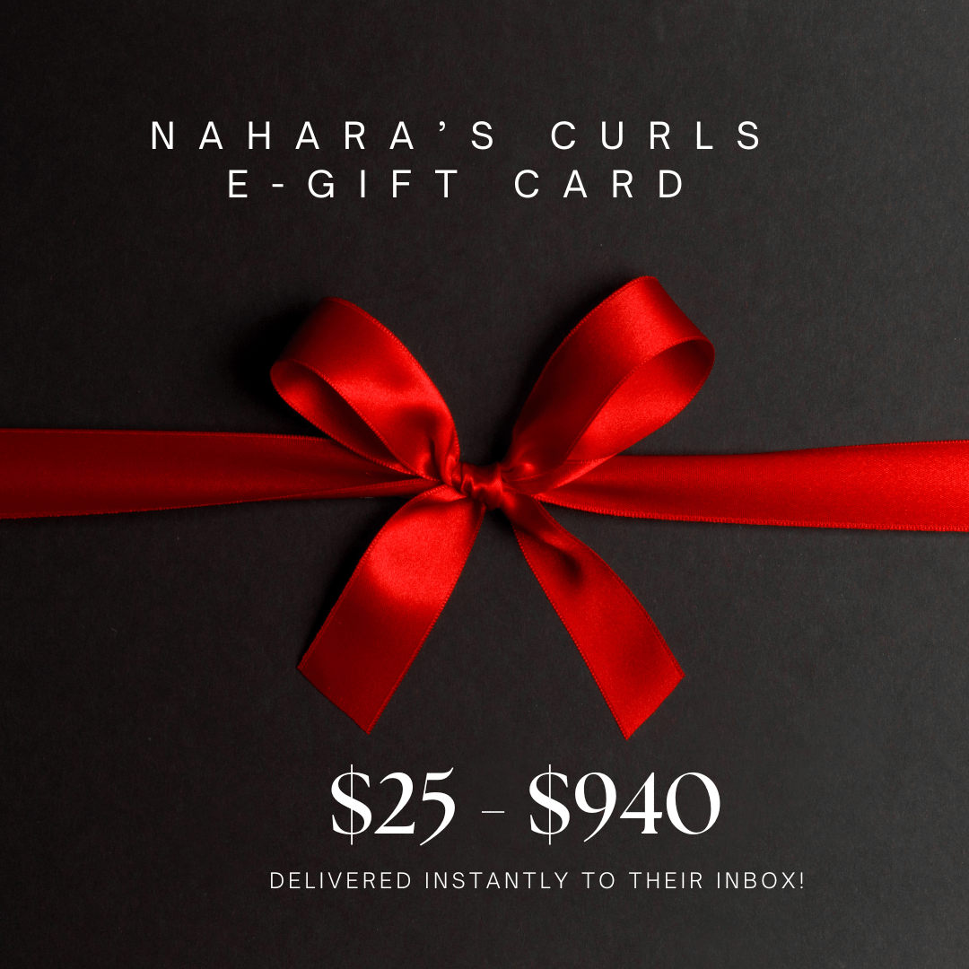 Nahara’s Curls E-Gift Card, a digital gift card for curly wigs, clip-ins, bundles, and hair extensions