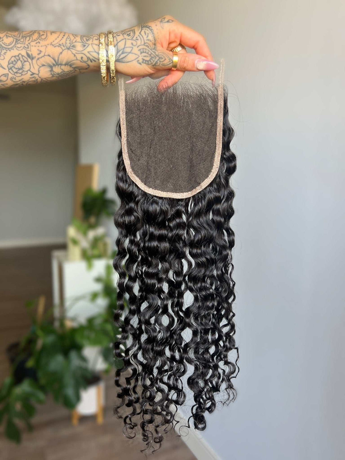Tula Lace Closure showing the 5x5 HD light brown lace and parting space