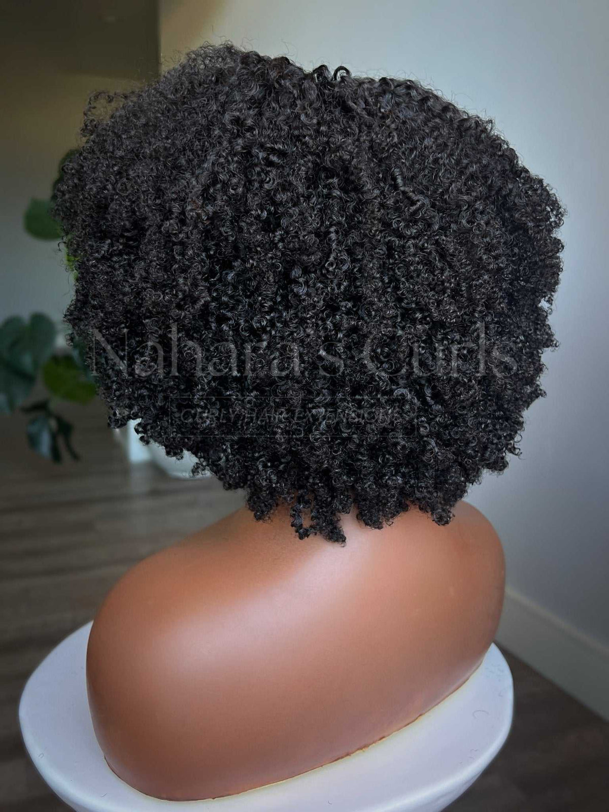 Back view of the VĪRYA kinky coily wig showing fullness and 16 inch length