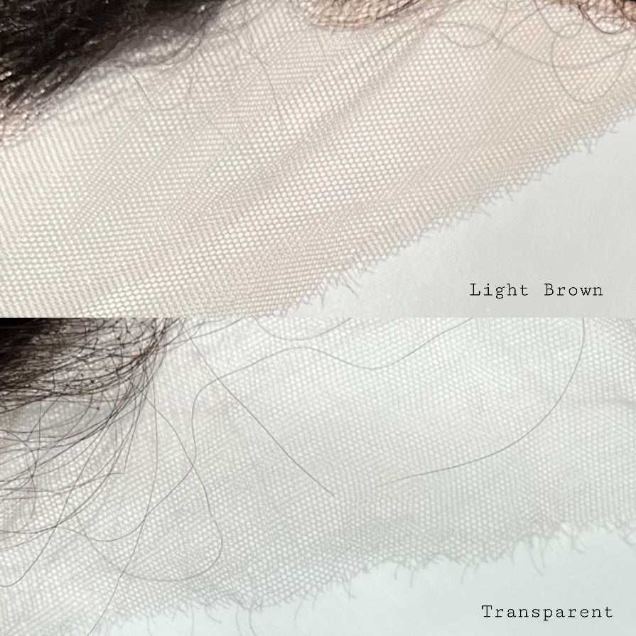Close-up of HD Lace in transparent and light brown