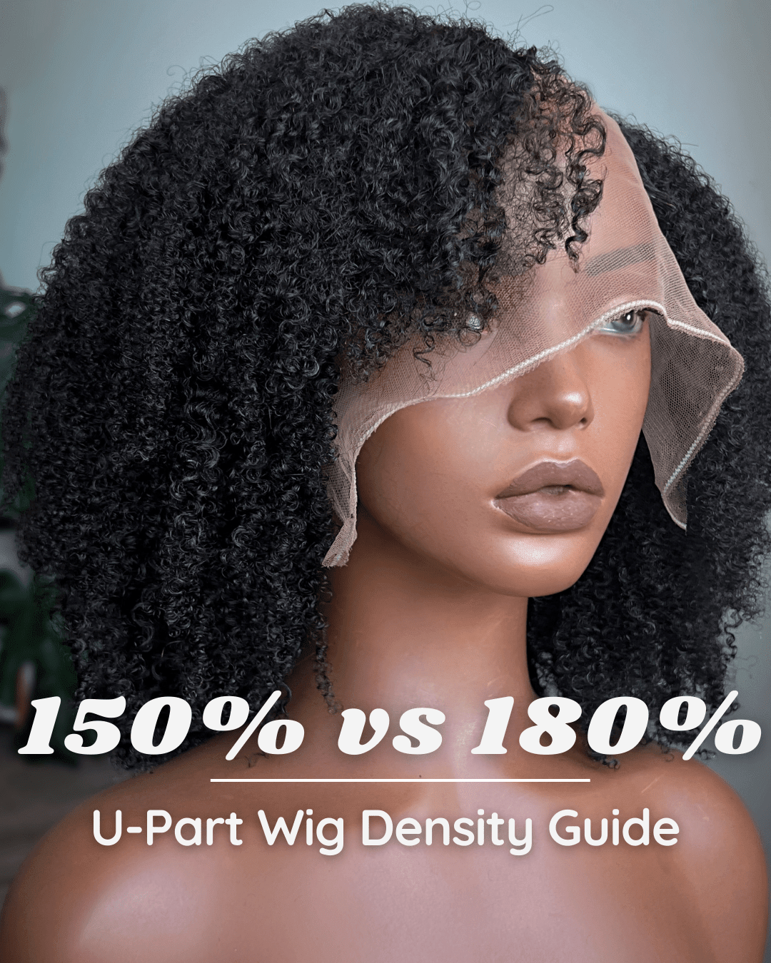 Nahara's Curls 150% vs 180% U-Part wig density comparison — tight curly and 4C coily textures