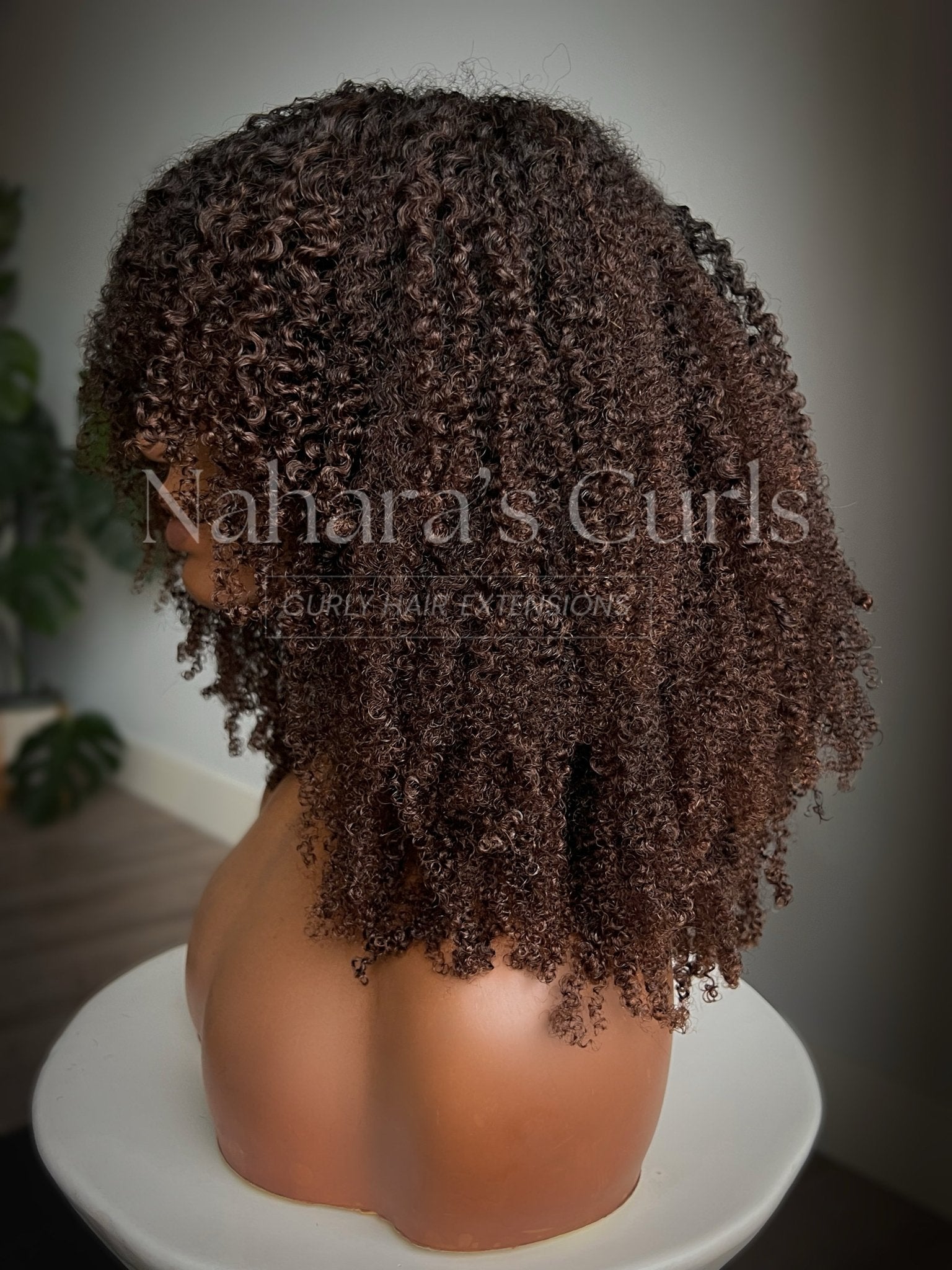Length view of Ishani HD Contour Lace Front Wig showing 20-inch coils and 22-inch stretched length